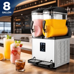 8/12 Gallon Commercial Slushy Machine, Tanks 4 Gallon Each Stainless Steel Frozen Drink Maker with Digital Control, Fast Cooling Food-Grade Slush Machine for Restaurant Bar Party Commercial & Home Use