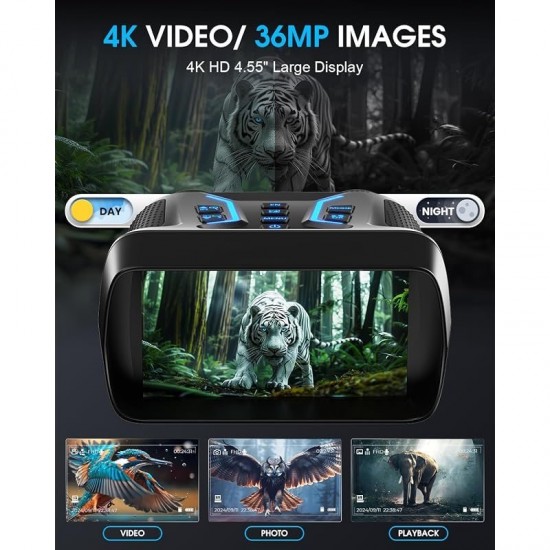 4K Night Vision Binoculars for AdultsNight Vision Goggles for Helmet[1312FT]8X Digital Zoom7-Level Infrared Adjustment for Camping32GB Card for Videos
