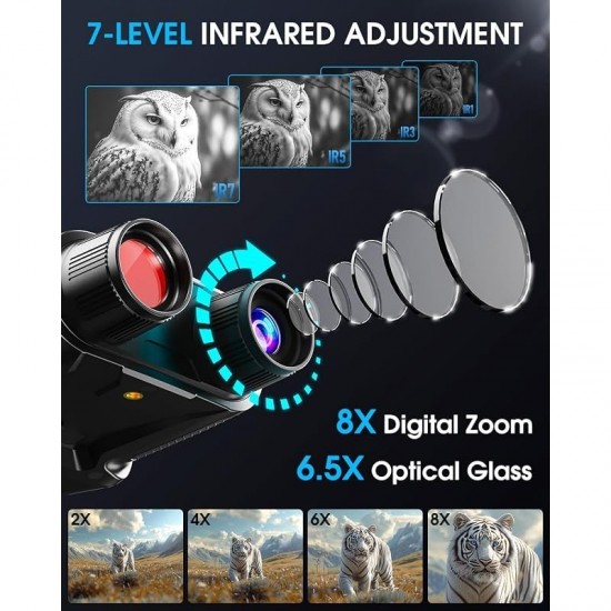 4K Night Vision Binoculars for AdultsNight Vision Goggles for Helmet[1312FT]8X Digital Zoom7-Level Infrared Adjustment for Camping32GB Card for Videos