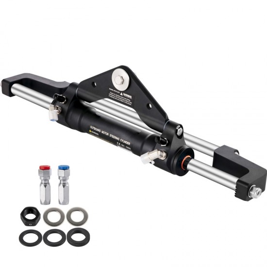 Hydraulic Steering Cylinder 300 - Front Mount Outboard Marine Steering Kit for Center Console, Bass & Offshore Fishing Boats - Corrosion-Resistant Aluminum Alloy, Built-In Two-Way Lock, ORB Fitting - Ideal for Hydraulic Steering System Without Hose & Helm