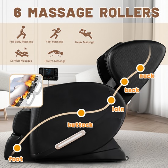 Zero Gravity Full Body Massage Chair Recliner with Heating, Airbags, Wireless Speaker, Foot Roller, And Touch Screen