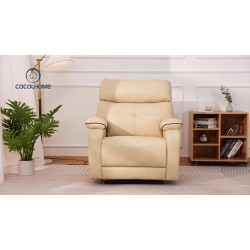 Infinite Position Electric Lift Recliner with Wireless Charger And Cup Holder, Vibration Massage And Heating, Genuine Leather, Beige, Brown Silver Gray Color Optional