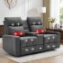 Recliner with Massage And Heating Functions, Manually Adjustable Chair, Two-Seater Sofa, Hidden Storage Space, Equipped with Cup Holders And USB Charging, with a Power Socket, Faux Leather, Suitable for Living Room And Home Theater, Living Room Sofa