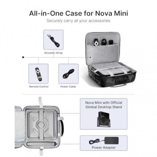 Nexigo'S Carrying Case for The for Nova Mini Projector Is a Hard Travel Bag with an Adjustable Strap, Designed to Hold The for Nova Mini Projector And Gimbal Stand Securely. It Is Spacious, Shockproof, And