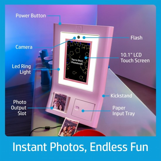 HP Sprocket Photobooth 3x4 Photo Printer Bundle with Zink Paper (100 Sheets) & Carrying Case