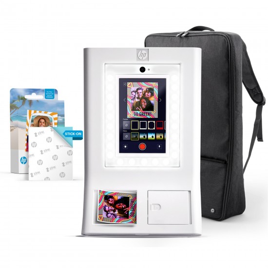 HP Sprocket Photobooth 3x4 Photo Printer Bundle with Zink Paper (100 Sheets) & Carrying Case